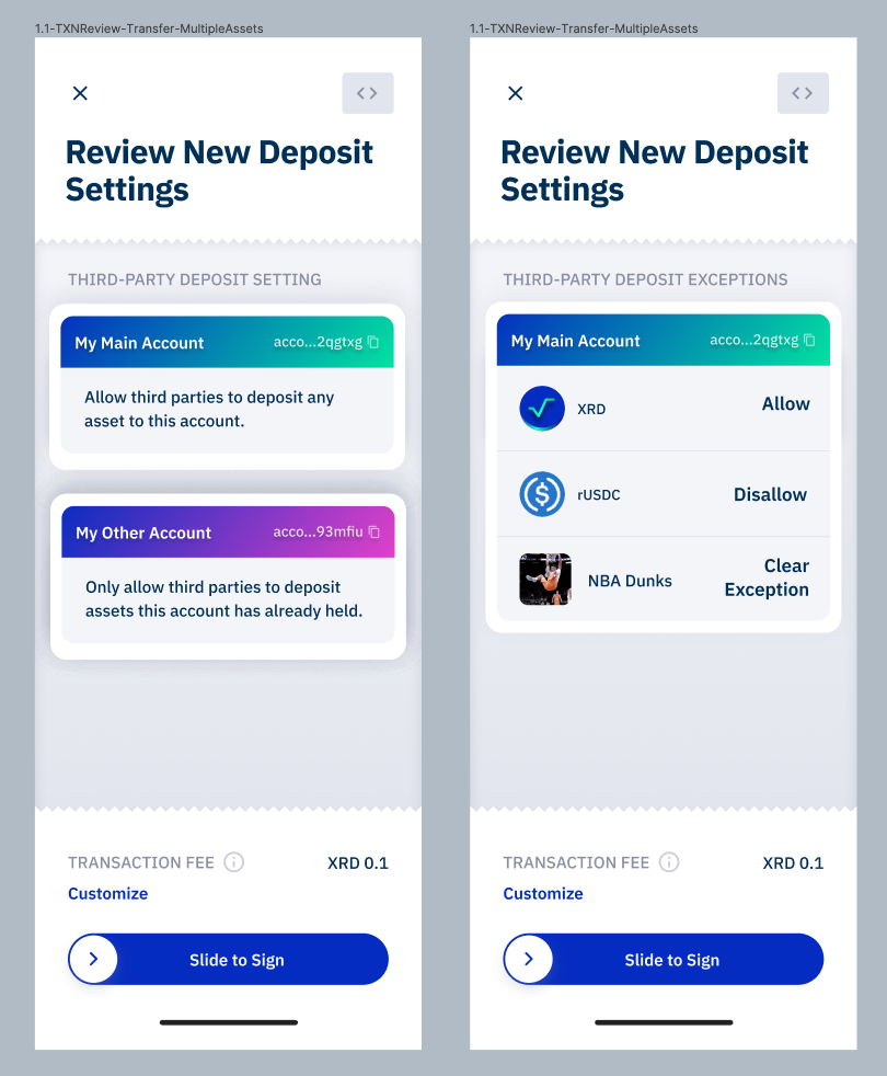 Account Deposit Settings